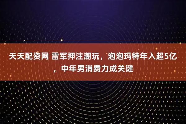 天天配资网 雷军押注潮玩，泡泡玛特年入超5亿，中年男消费力成关键